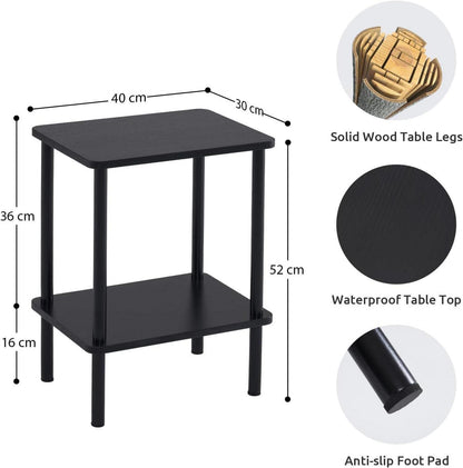 Beistelltisch Holz Schwarz 2 Tier Nachttisch Schmal