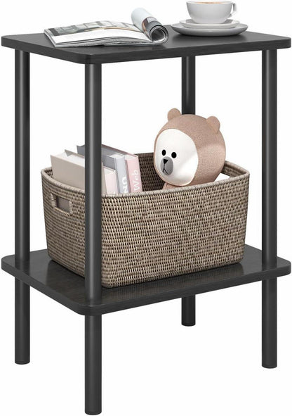 APICIZON Holz Beistelltisch Schwarz 2 Tier 40x30x52cm für Wohnzimmer