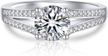 Verlobungsring Damen 1 Karat Moissanite Ring Silber 925 Versprechen
