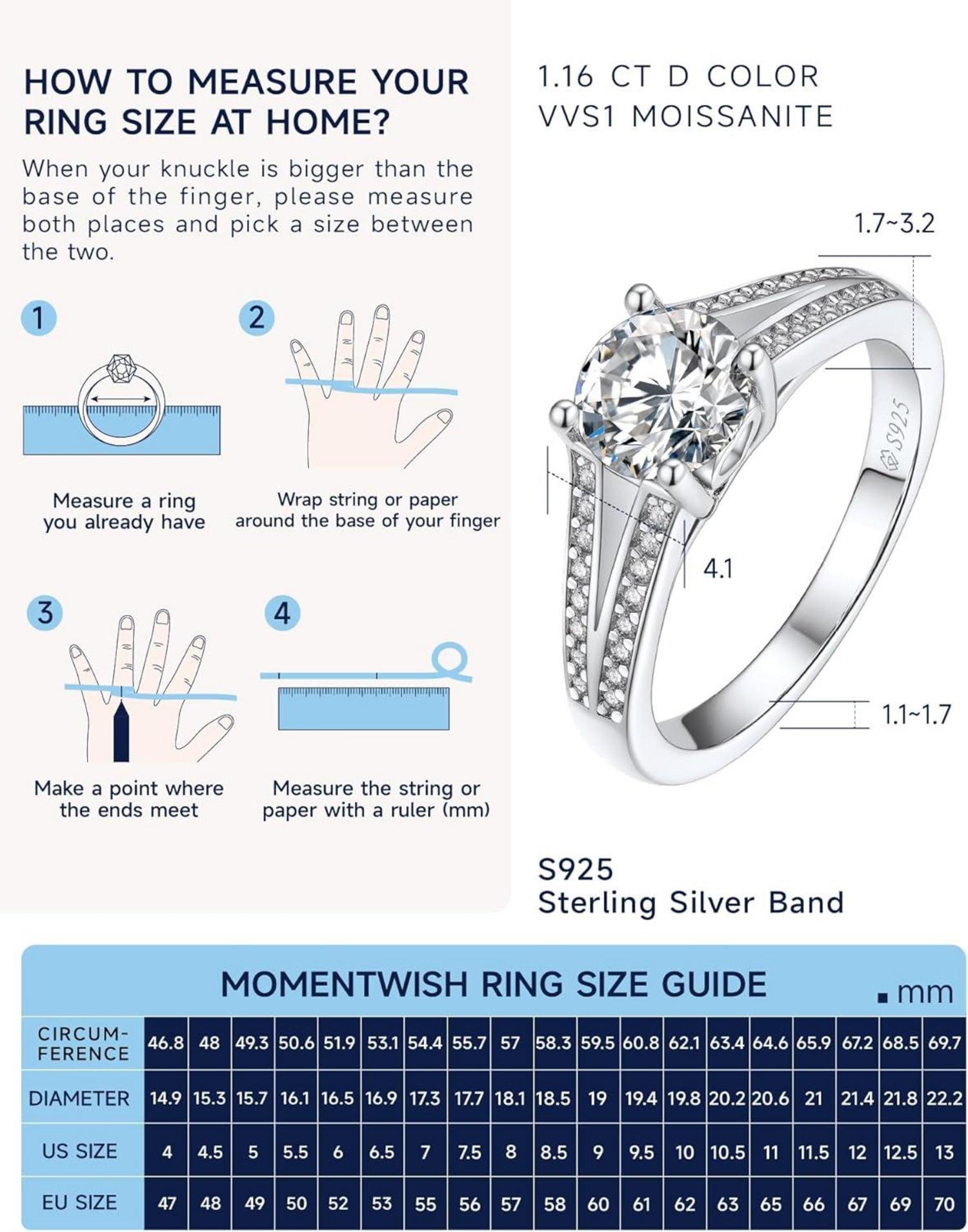 Verlobungsring Damen 1 Karat Moissanite Silber 925 Geburtstagsgeschenk