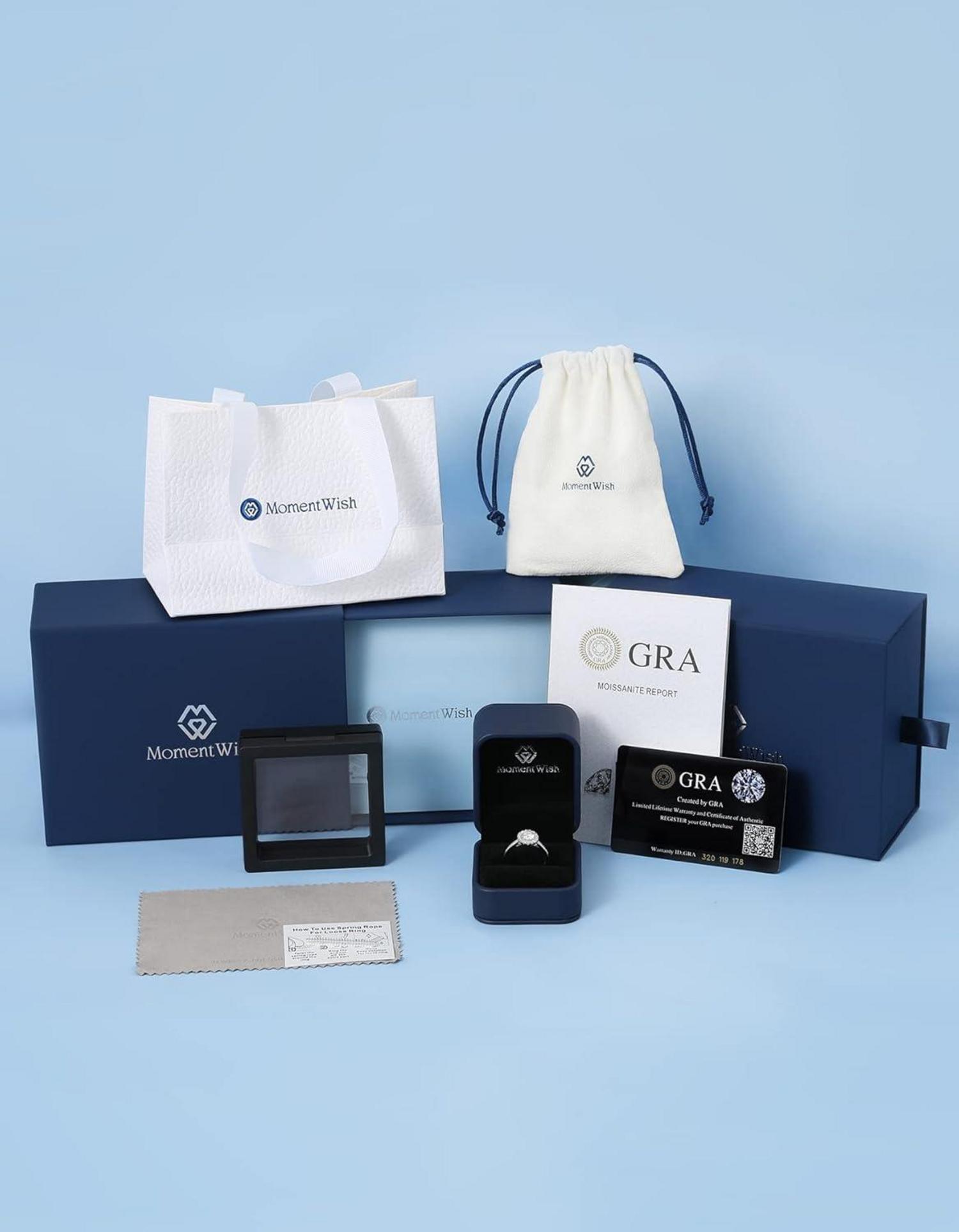 1 Karat Moissanit Verlobungsring Damen Silber 925 Geburtstagsgeschenk