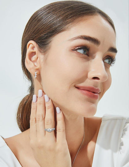 Verlobungsring Damen 1 Karat Moissanite Silber 925 Geschenk