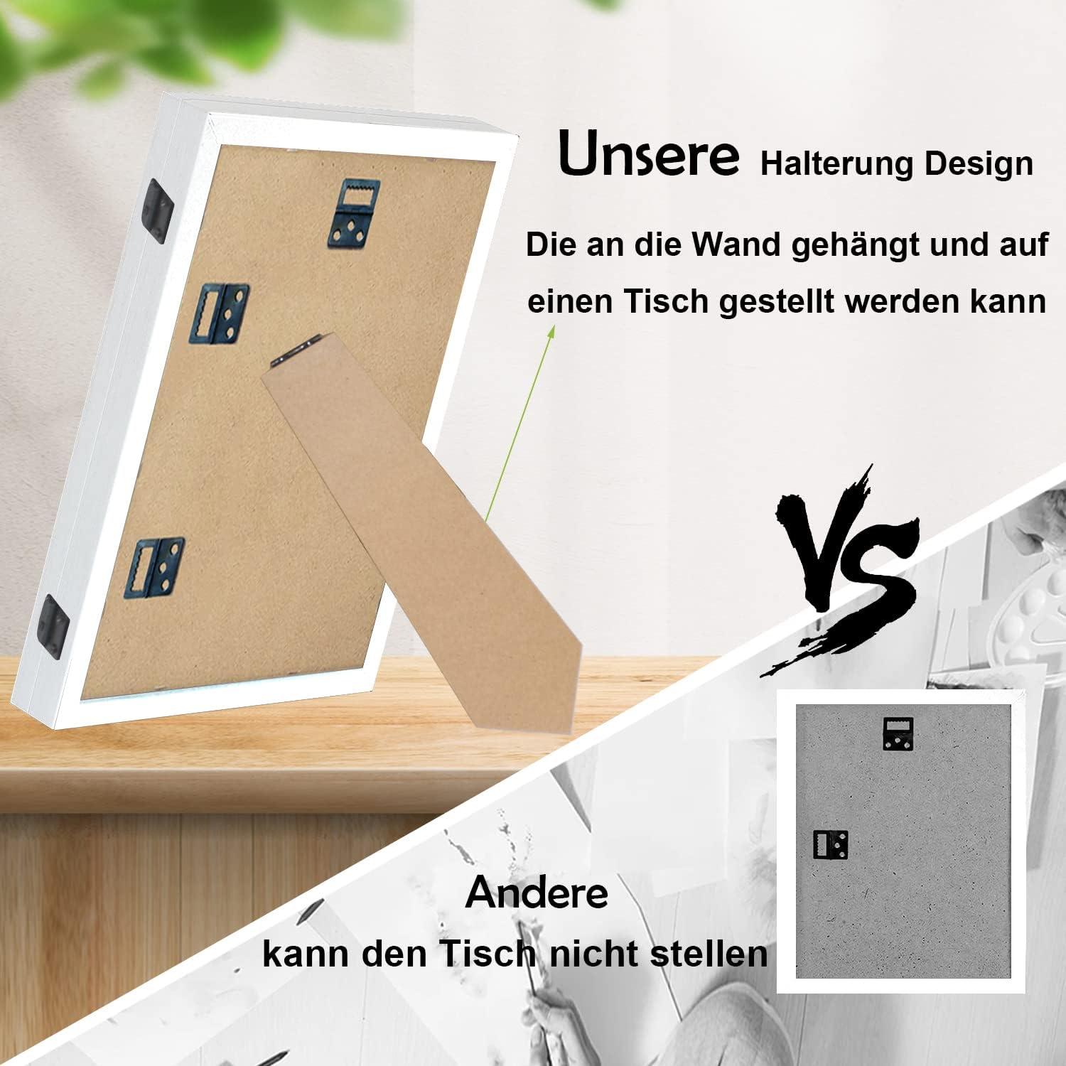 2er Set A4 Kunstfotorahmen weiß - Befüllbarer Bilderrahmen