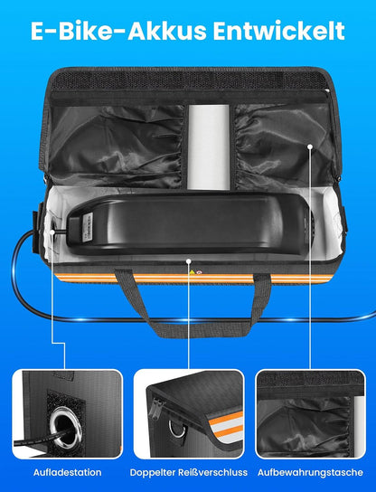 COICER E-Bike Akku Tasche Schutz feuerfeste Box Dokumententasche Lipo Safe Bag halten Große Batterien sicher E-Bike Zubehör