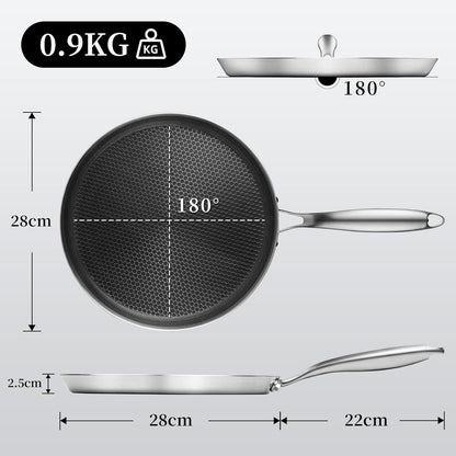 Crepe Pfanne 28cm Edelstahl Antihaft Wabenstruktur