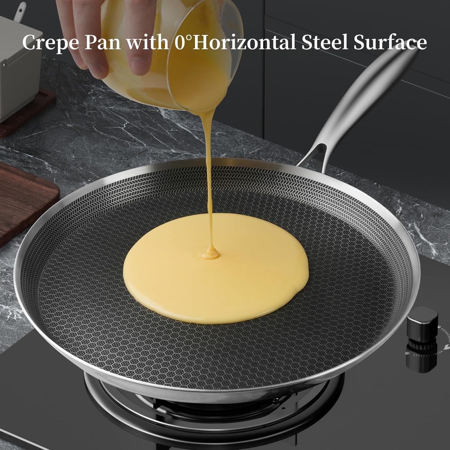 Crepe Pfanne 28cm Edelstahl Antihaft Wabenstruktur Induktion
