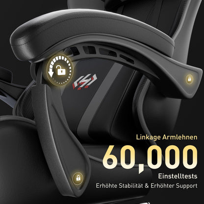 Gaming Stuhl Ergonomischer Sessel Racing Gamer Fußstütze Schwarz-Grau