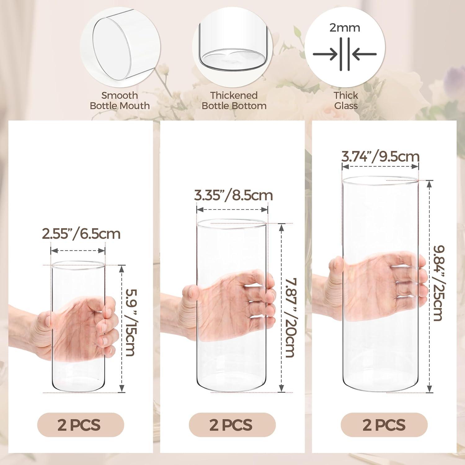 Glasvasen Set 6 Stück - Kleine Vasen für Tischdeko - Vase