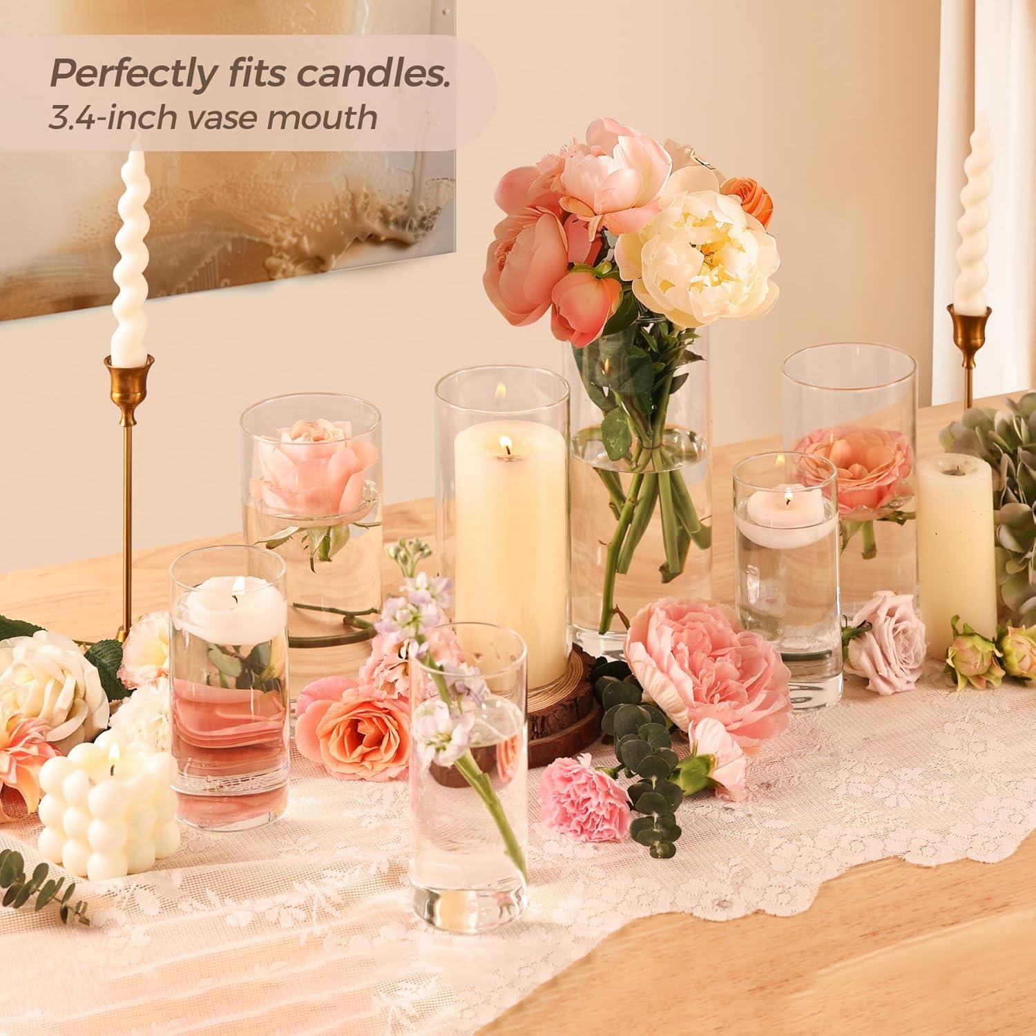 ComSaf Glas Vasen Set 6 Stk. Klein Groß Tischdeko Hochzeit Bouquet