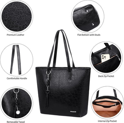 Große Damen Handtasche mit Laptopfach PU Leder Patchwork