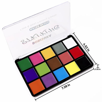 15 Farben Waschbare Gesichtsfarben Set für Halloween und Karneval