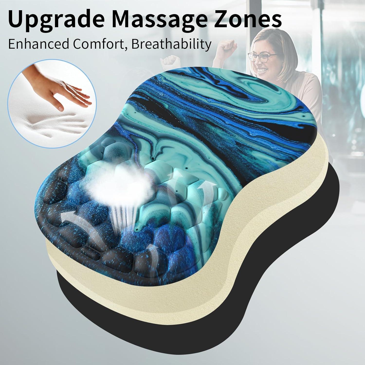 Ergonomisches Mauspad mit Handauflage und Memory-Schaum, Rutschfeste Unterseite - Blau/Schwarz Marmor