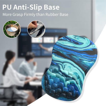 Ergonomische Mauspad Handgelenkauflage Memory-Schaum Rutschfest Blau