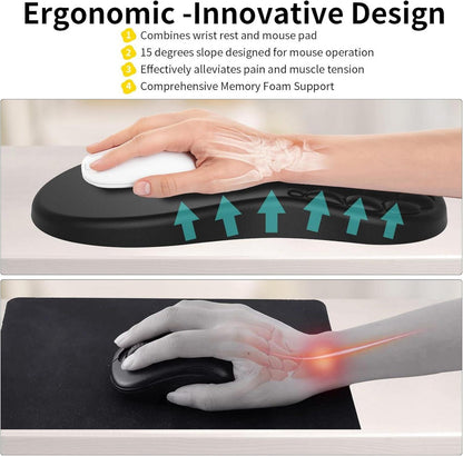 Ergonomisches Mousepad mit Handauflage & Memory-Schaum, Rutschfeste Unterseite