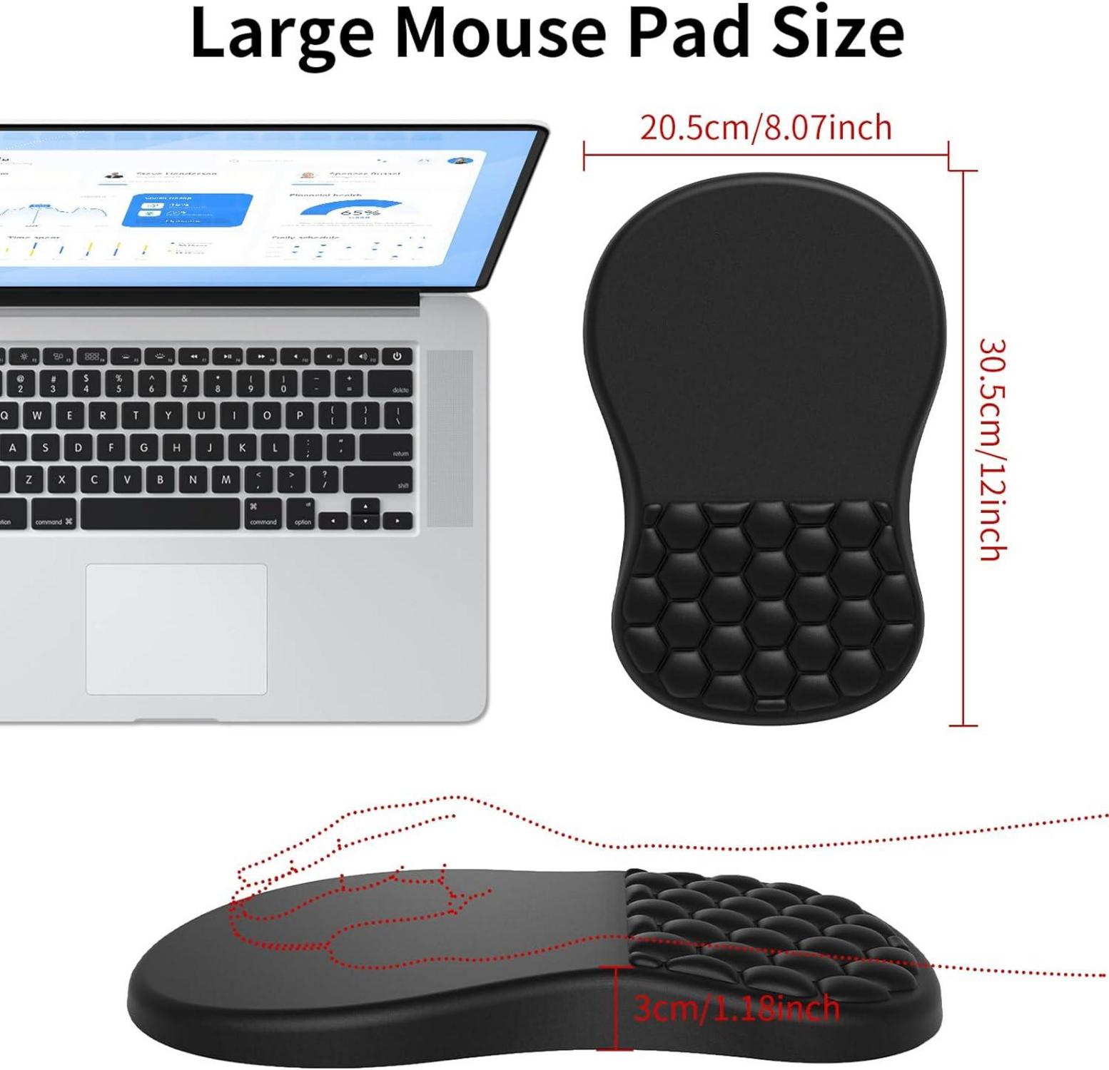 Ergonomisches Mousepad mit Handauflage & Memory-Schaum, Rutschfeste Unterseite