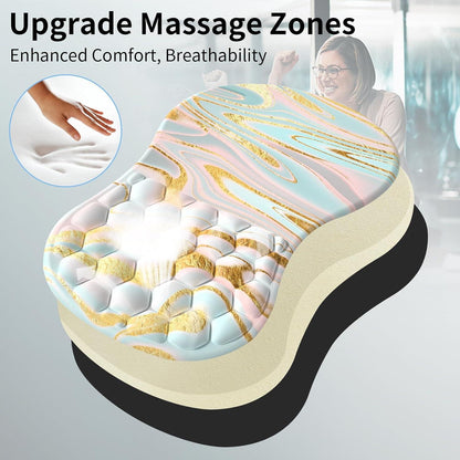Ergonomisches Mauspad mit Handauflage und Massage-Design, Memory-Schaum, Rutschfeste PU-Unterseite - Goldener Sandstein Marmor