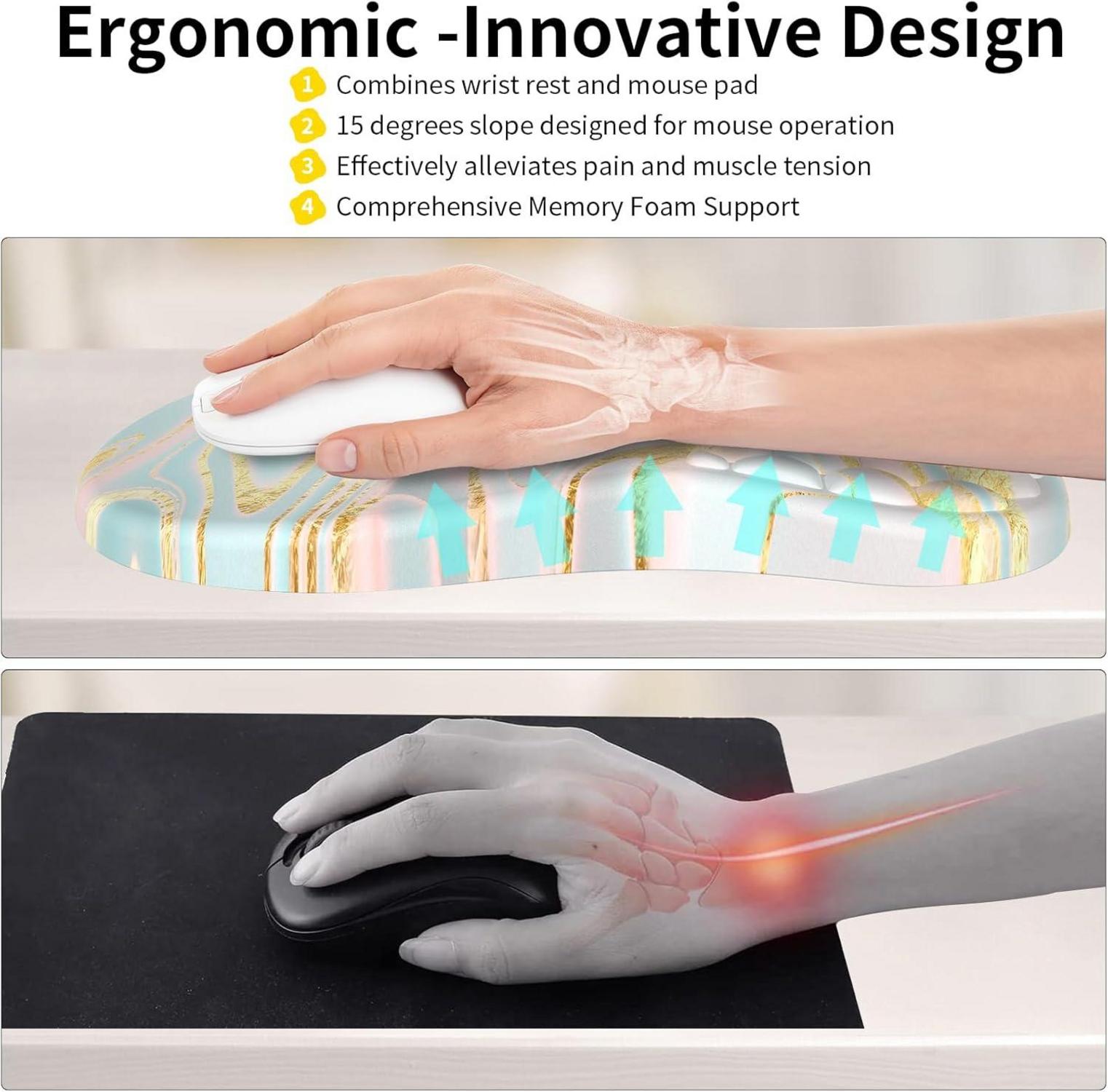Ergonomisches Mauspad mit Handauflage Memory-Schaum Rutschfester Unterseite