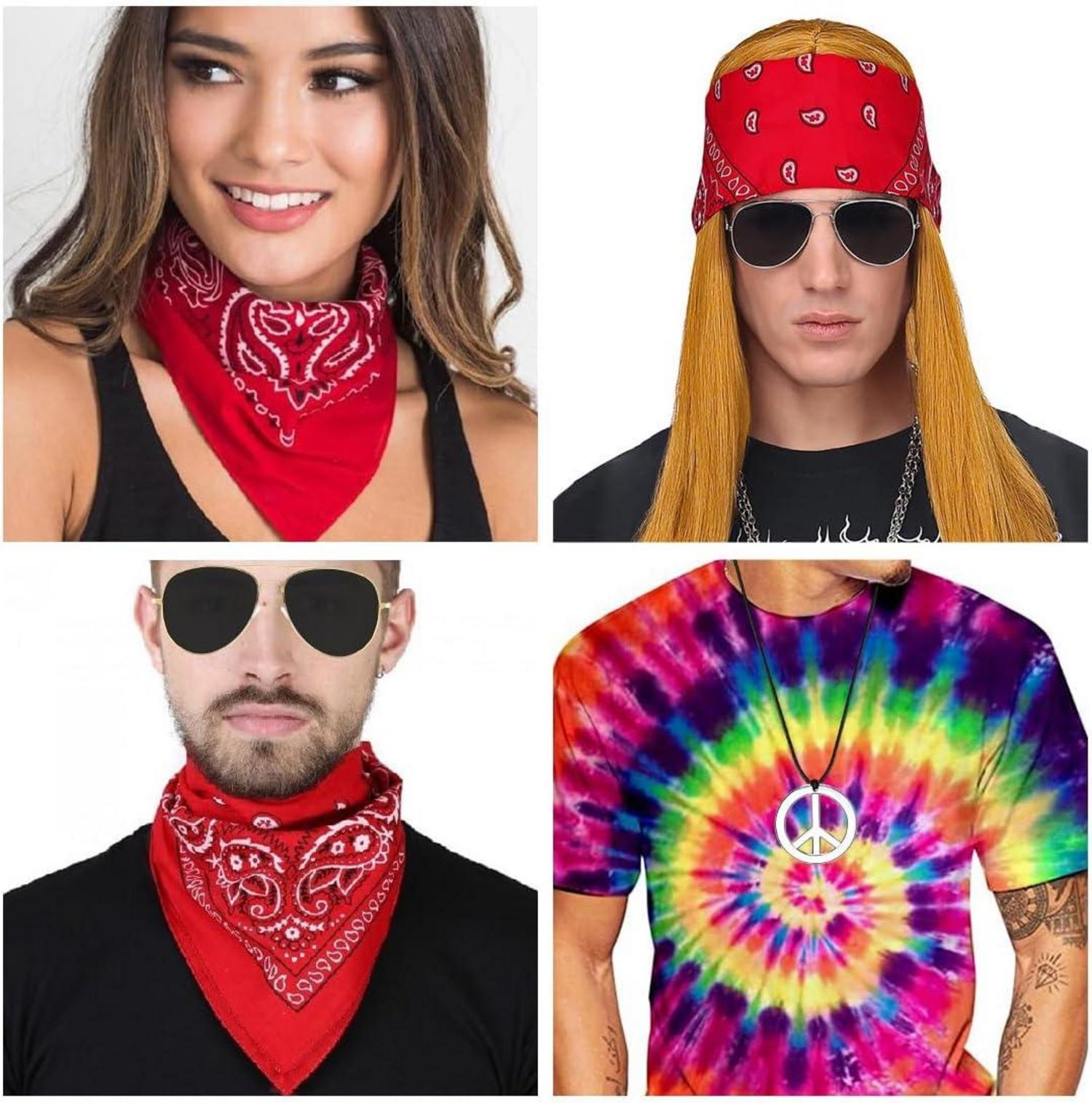 Hippie Kostüm Herren 70er Jahre Kleidung Peace Accessoires Set