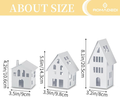 Lichthaus Metall Windlicht LED Weihnachtsdeko Teelichthaus 3er Set