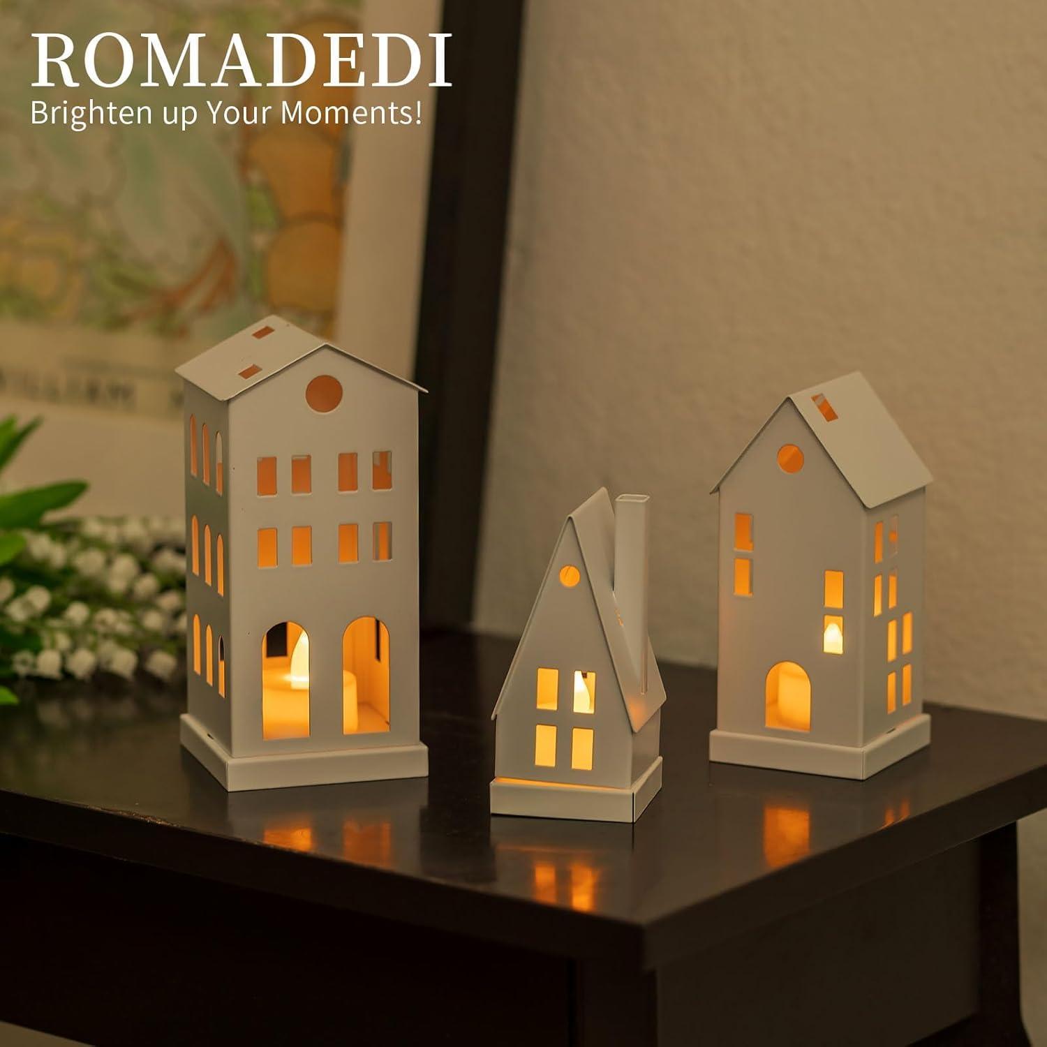Romadedi Metall Kerzenhalter LED Teelicht Weiß 3er Set