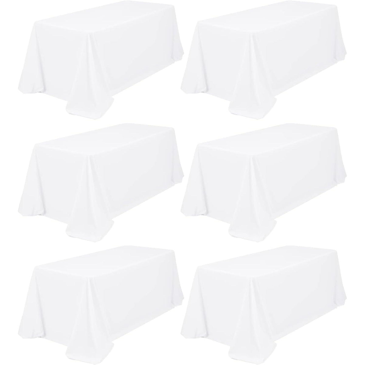 6x Tischdecke Weiß 229x396cm Rechteckig für 8-Fuß Tische