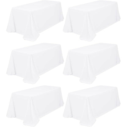 6x Tischdecke Weiß 229x396cm Rechteckig für 8-Fuß Tische