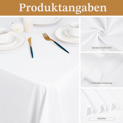 6x Tischdecke Weiß 229x396cm Rechteckig für 8-Fuß Tische