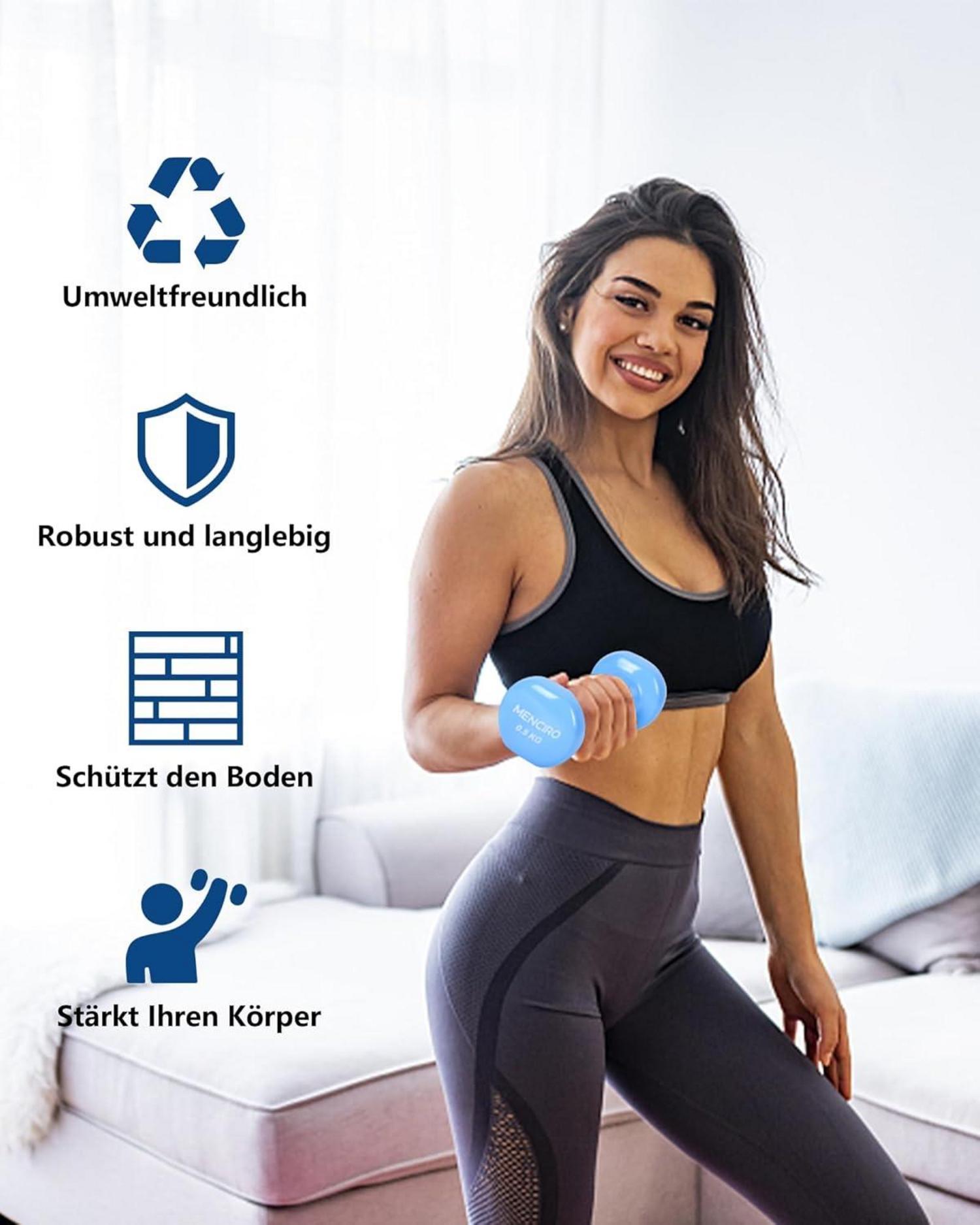 MENCIRO Hantelset 2er für Männer und Frauen, 1-5KG Kurzhanteln für Zuhause Fitnessstudio
