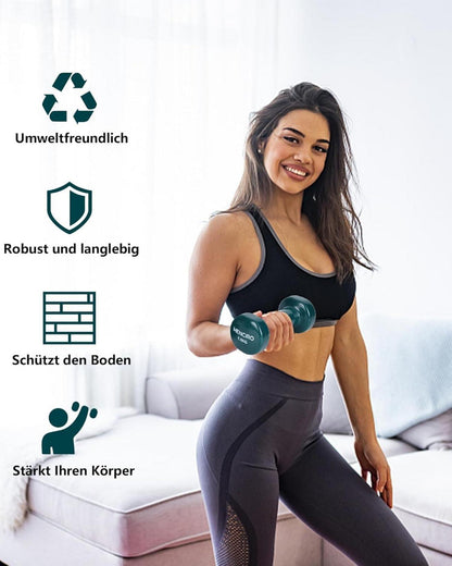 MENCIRO Hanteln 2er Set 1KG-5KG Kurzhanteln für Heim Fitnessstudio Krafttraining 1.5KGx2