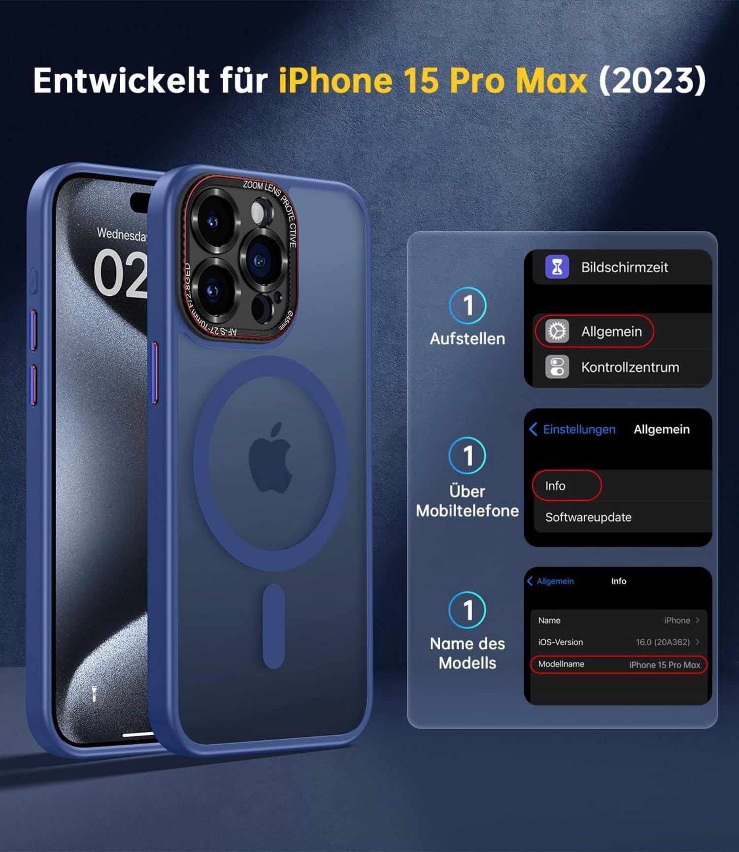 iPhone 15 Pro Max Hülle MagSafe Verteidiger Serie Titan Blau