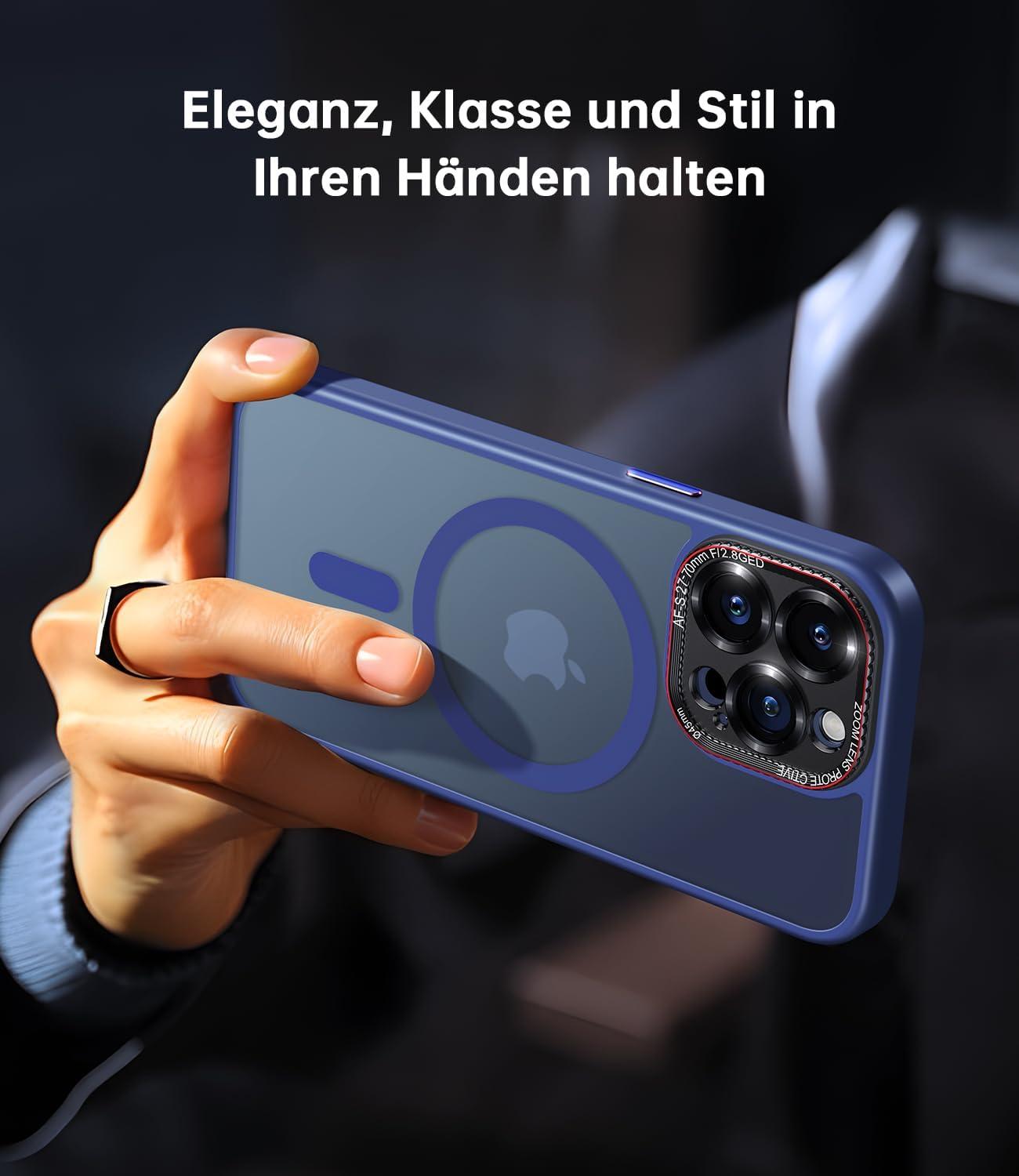 iPhone 15 Pro Max Hülle MagSafe Kameraschutz N56 Magnete Titan Blau