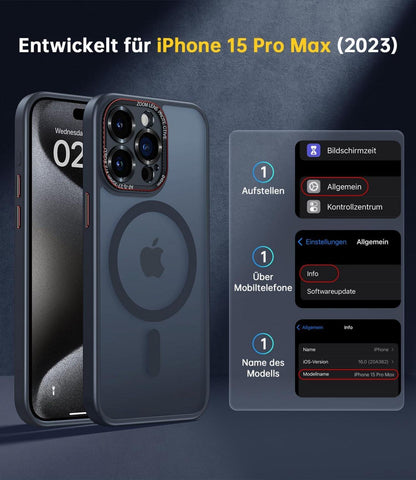 JUESHITUO iPhone 15 Pro Max Hülle MagSafe Integrierter Kameraschutz Schwarz