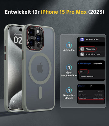 iPhone 15 Pro Max Hülle MagSafe Kameraschutz N56 Magnete Stoßfest Kratzfest