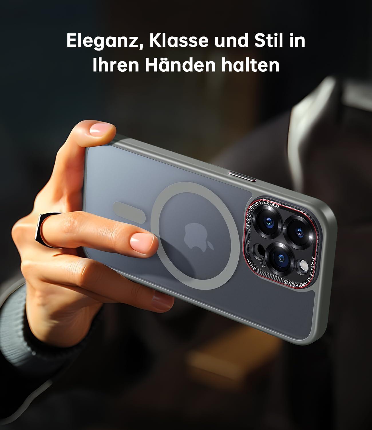 JUESHITUO iPhone 15 Pro Max Hülle MagSafe Kameraschutz Titan Natur
