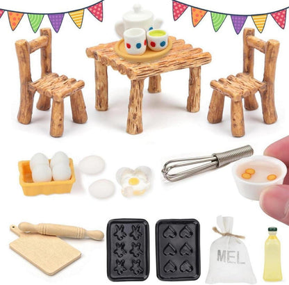 Miniatur Küchen-Set Puppenhaus Zubehör Teetassen Backutensilien