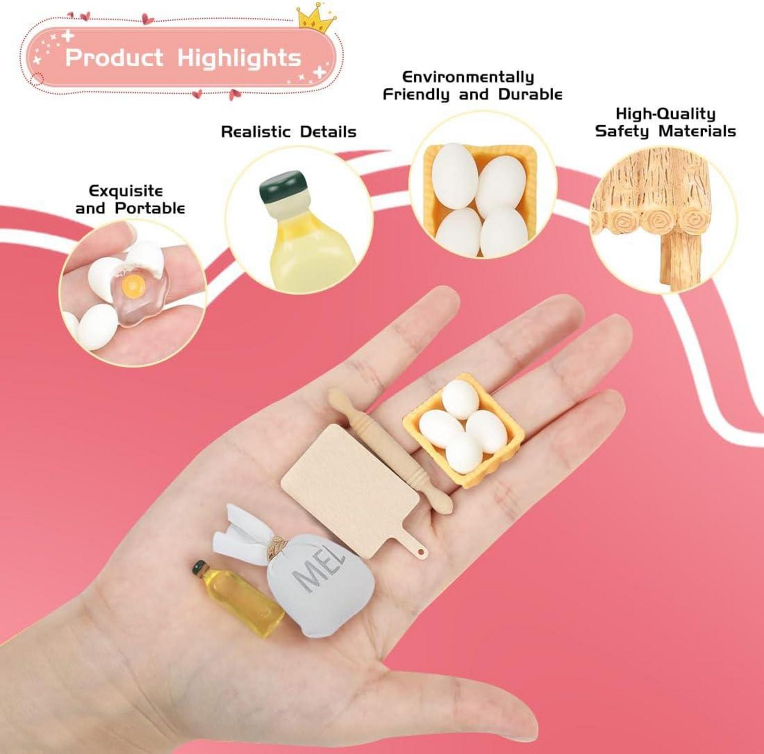 Miniatur Küchen-Set Puppenhaus Zubehör Teetassen Backutensilien