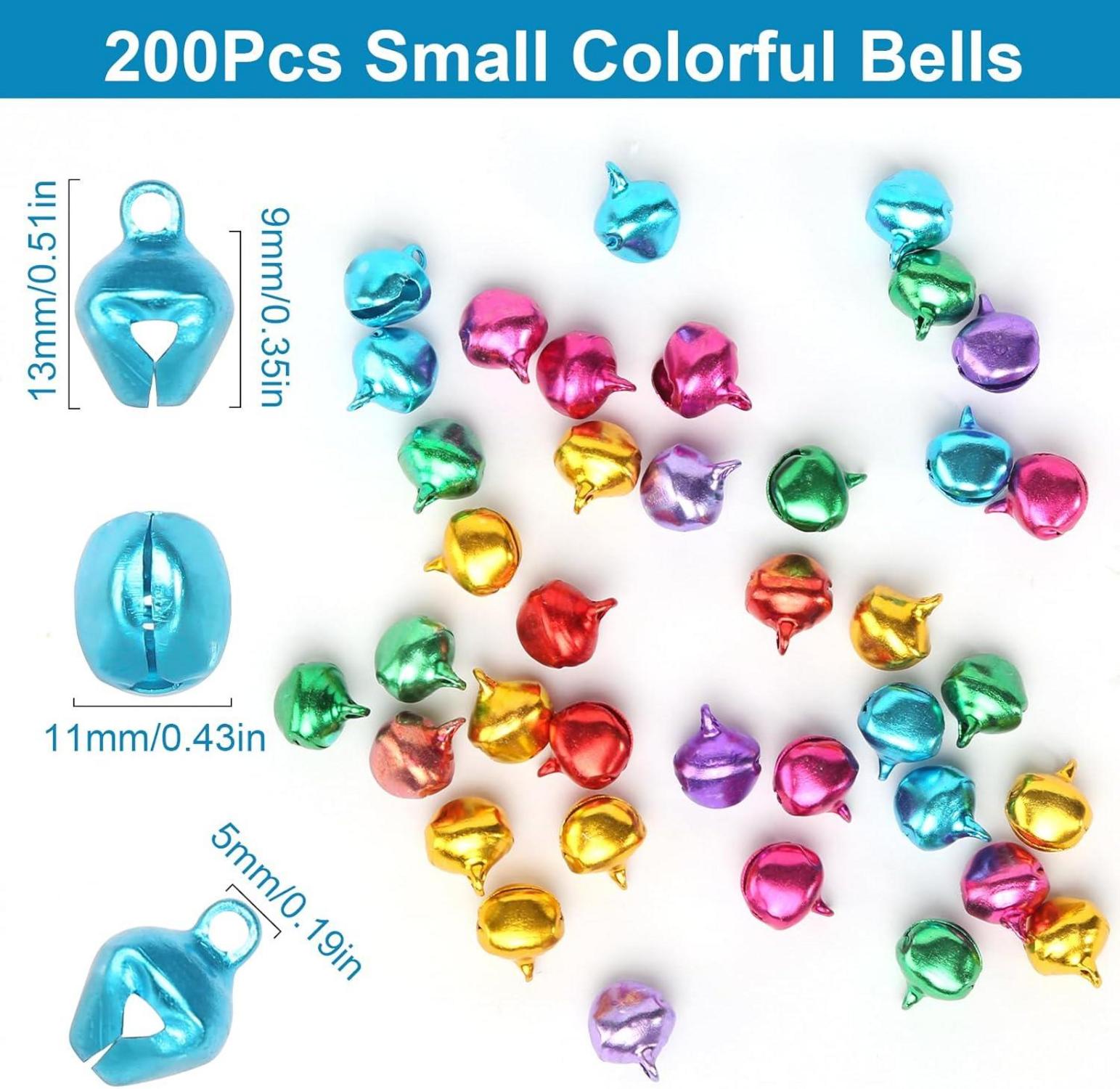 Glöckchen 12mm 200er Set bunte Metallglöckchen mit Öse, DIY