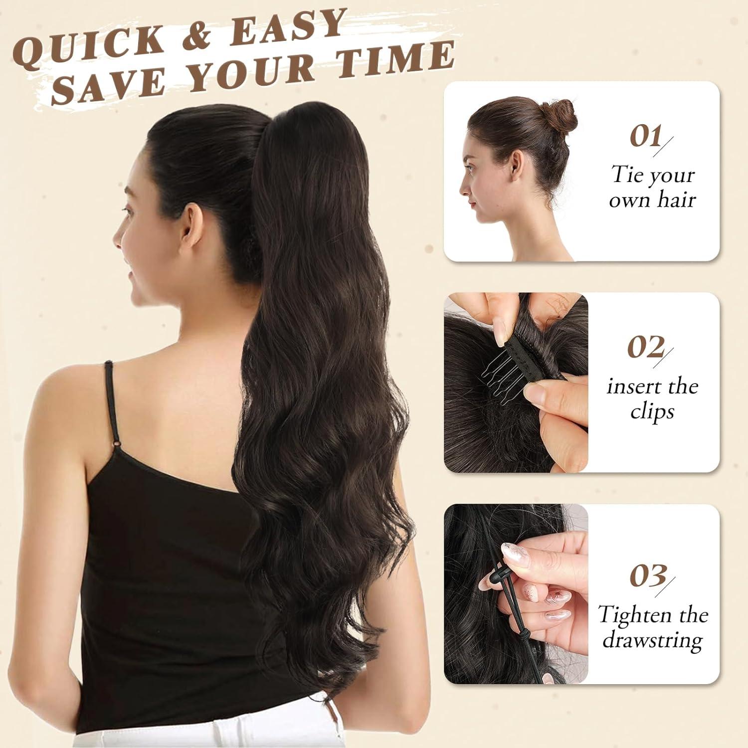 Locken Kordelzug Pferdeschwanz Haarteil 65 cm Synthetische