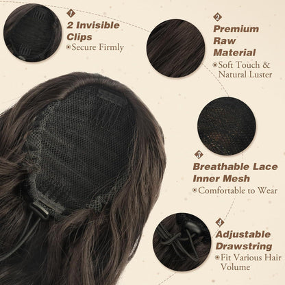 Locken Kordelzug Pferdeschwanz Haarteil 65 cm - Synthetisch, Wellig, für Frauen