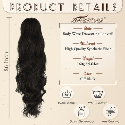 65 cm Locken Kordelzug Pferdeschwanz Haarteil in Welliger