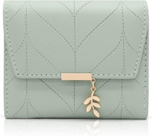 Damen Geldbörse Vegan Leder Portemonnaie Mini Münzfach Fächer Green