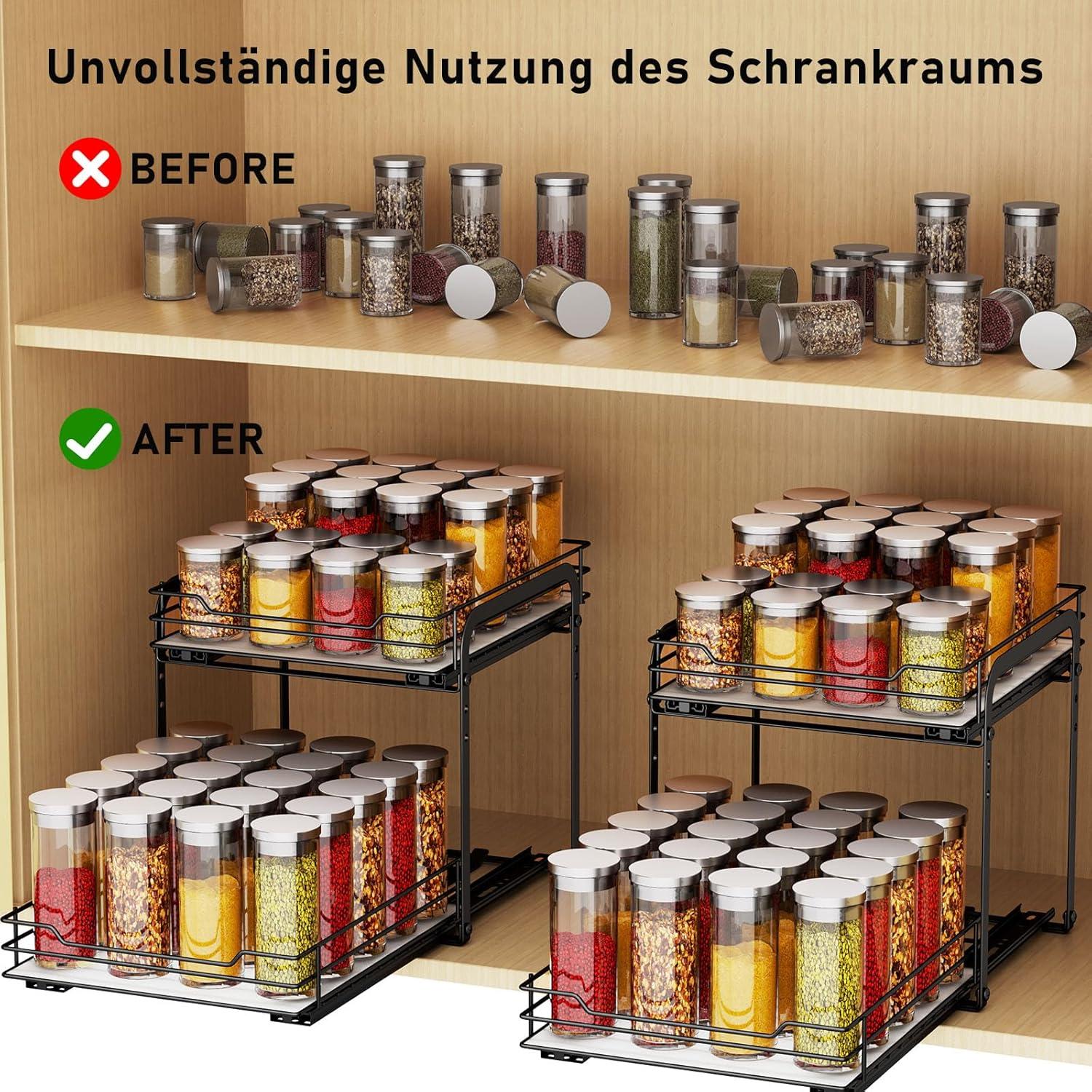 Ausziehbares Gewürzregal Küchenorganizer 2 Etagen Höhenverstellbar