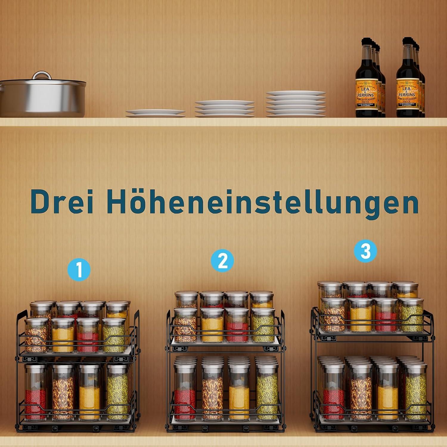 Gewürzregal Ausziehbar Küche 2 Etagen Gewürzaufbewahrung Organisator