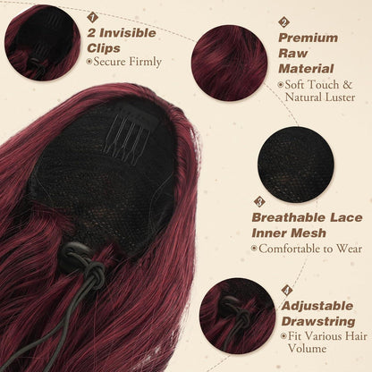 BARSDAR Locken Pferdeschwanz Haarteil 65 cm Synthetisch Wellig-Ponytail