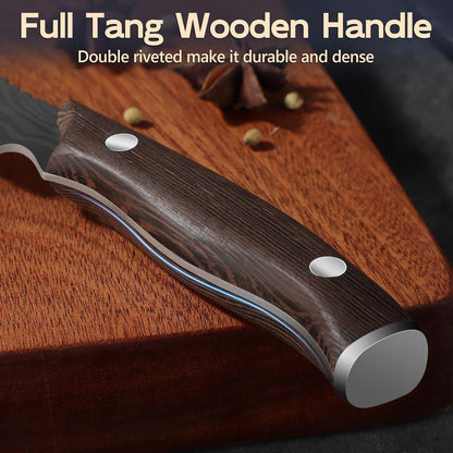 Premium Steakmesser Set 6 teilig mit Holzgriff Grillbesteck