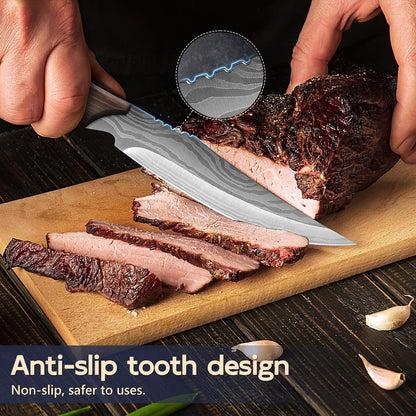 Premium Steakmesser Set 6 teilig mit Holzgriff Grillbesteck