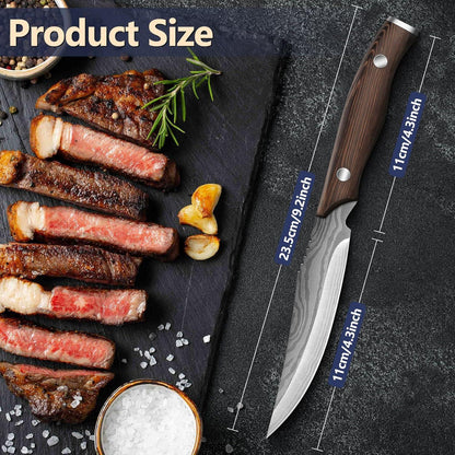 Hochwertiges Steakmesser Set 4-teilig Holzgriff Messer Set