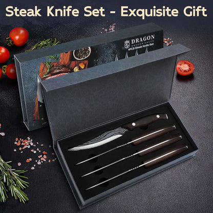Hochwertiges Steakmesser Set 4-teilig Holzgriff Messer Set