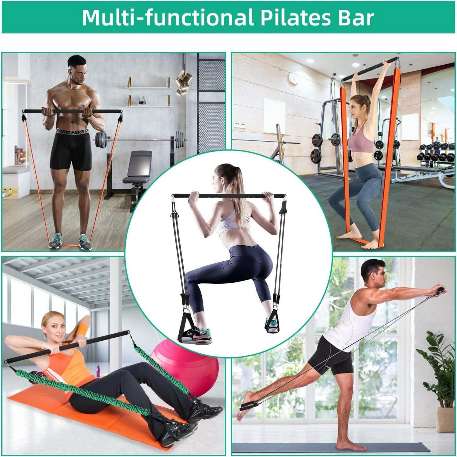 Tragbare Pilates Bar Resistance Bands Fitnessstange Zuhause