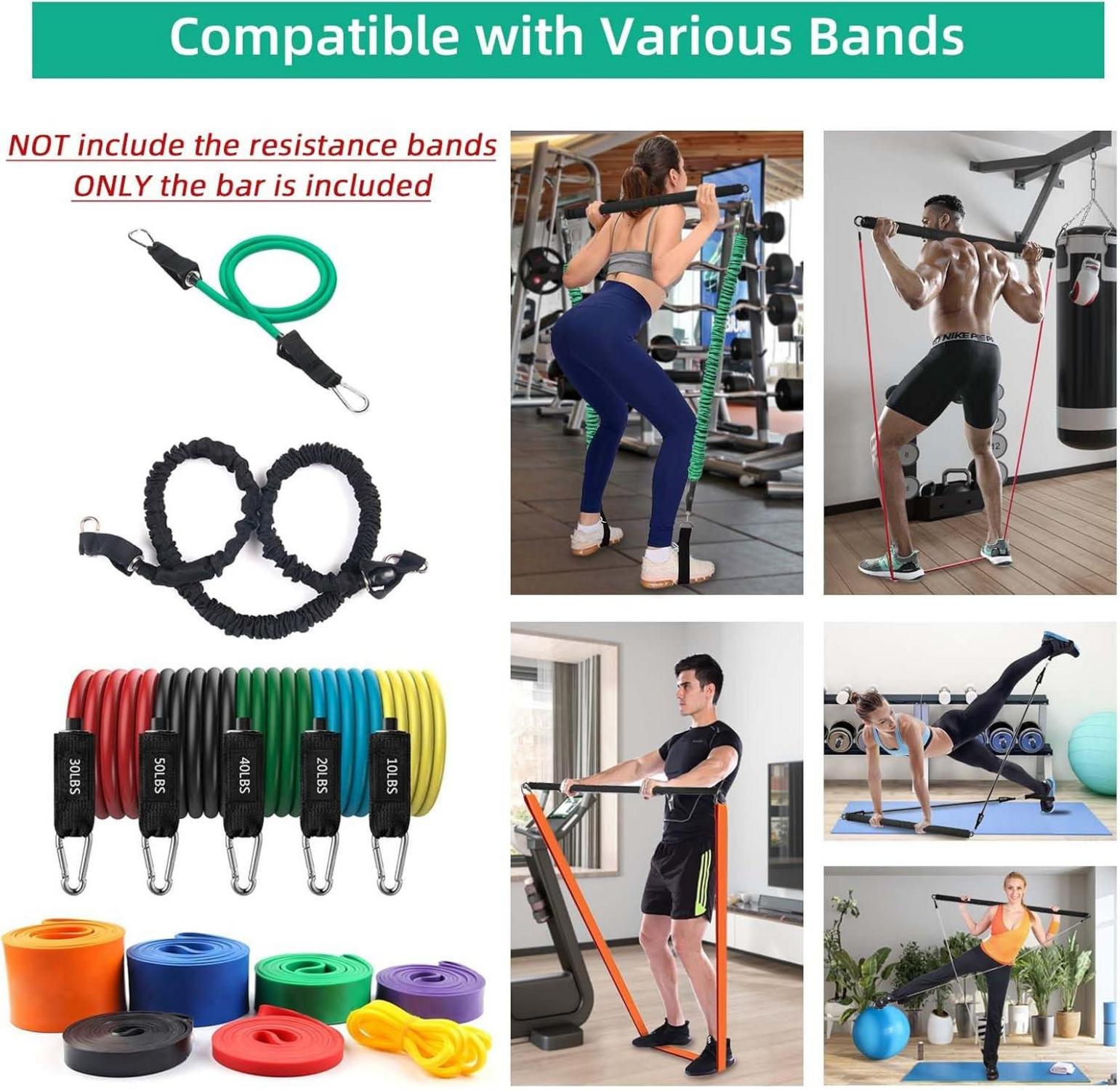 Topfinder Tragbare Pilates Bar Resistance Bands Stange Fitnessgeräte